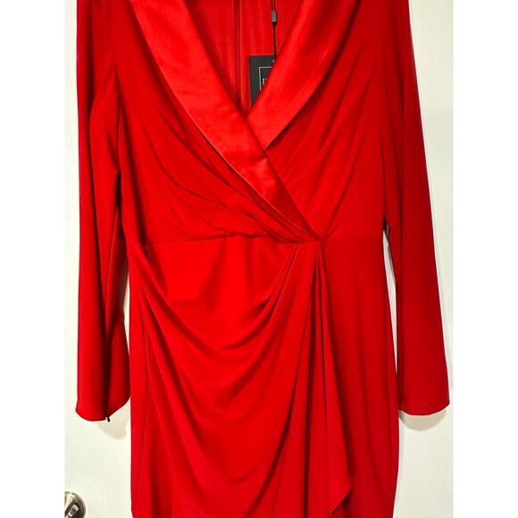 Ieena for Mac Duggal Long Sleeve Blazer Formal Dress Red #27362 Size 12 NWT - Picture 7 of 16